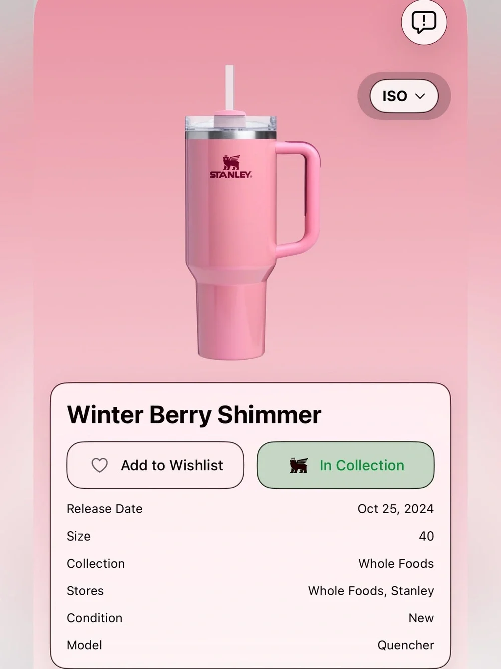 Stanley 40 ounce Winter Berry shimmer